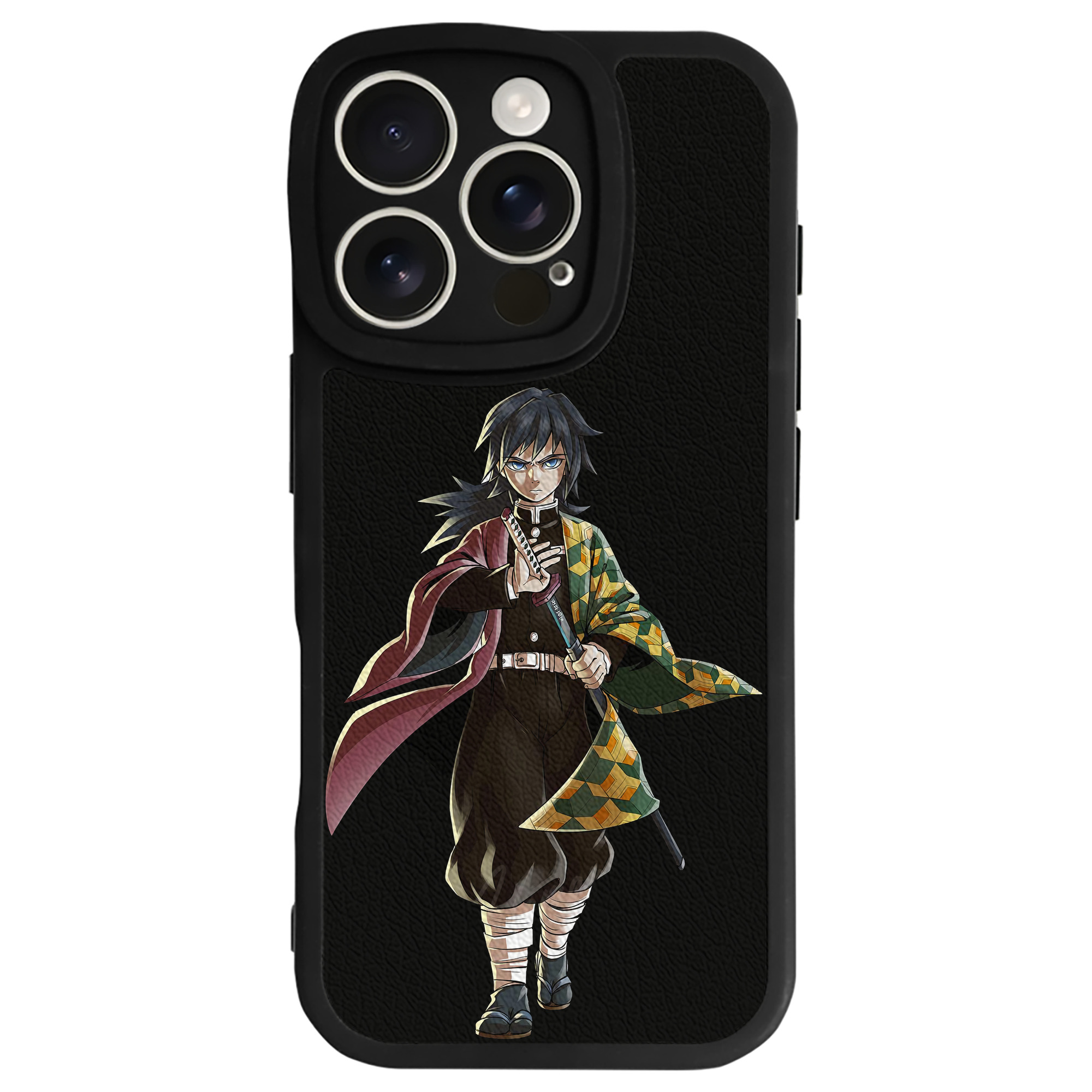 （画像用） 鬼滅の刃（きめつのやいば）水柱-冨岡 義勇／とみおか ぎゆう Tomioka Giyuu 【iPhone 16シリーズ対応】シリコンスマホケース（レザー調） 材質：シリコン